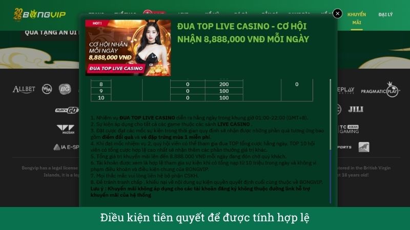 Điều kiện tiên quyết để được tính hợp lệ